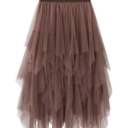 Fashion Summer Tutu Women Skirt Harajuku Tulle Bottom Faldas Casual High Waist Midi Mesh Skirts Woman Clothes Saia Jupe Femme