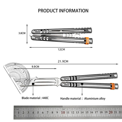Balisong Training Folding Knife 440C Blade Aluminum Alloy Handle Outdoor Trainer Tanto EDC Pocket Knives Multi Tool