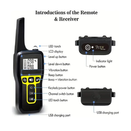 No Shock Vibration Dog Training Collar 1000M Remote Anti Bark Collar Rechargeable Waterproof  Vibration Collar for All Dogs