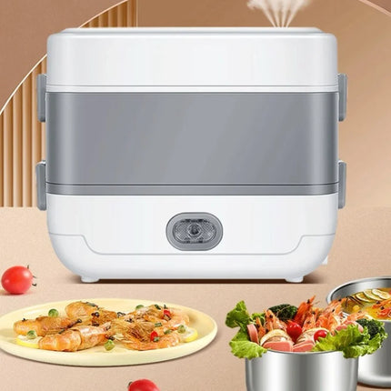 Electric Lunch Box Multifunction Double Layer Stainless Steel Liner Portable Food Heating Box For Home Office Travel