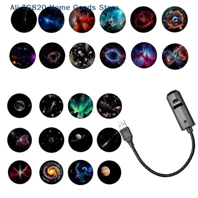 [TG820]Romantic Rotatable Galaxy Star Projector Portable USB LED Night Light Sleep Atmosphere Lamp Home Wedding Party Decoration