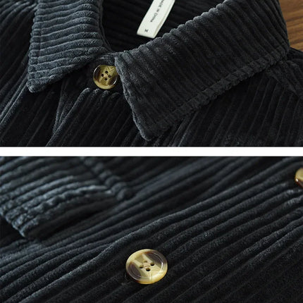New Fashionable Corduroy Long Sleeve Men's Shirt Casual Loose-Fit Top Jacket High Quality Amazon Autumn/Winter Collection