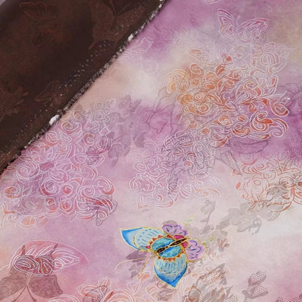 Butterfly Xiangyunsha Fabric Blush Pink Floral Jacquard Hualuo Silk Chinese Knot Dress Skirt Material for Designer Sewing Cloth