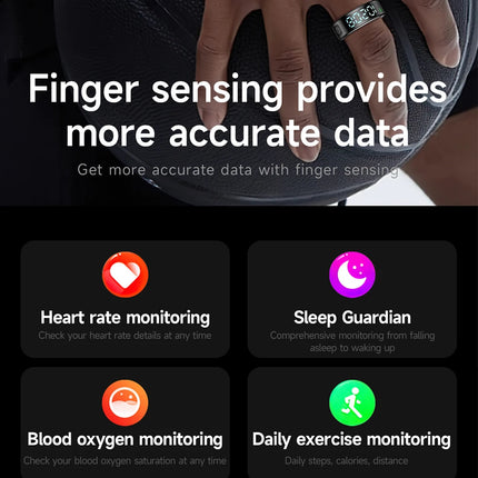 SR08 Display Screen Smart Ring Smart Touch Fitness Tracker Stainless Steel 5ATM IP68 Waterproof Intelligent Ring For Men Women