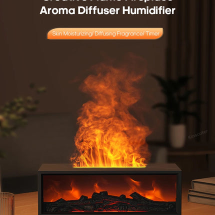Creative Fireplace Aroma Diffuser Flame Air Humidifier Colorful Lights w/ Remote for Home Office Holiday Gifts/Essential oil set