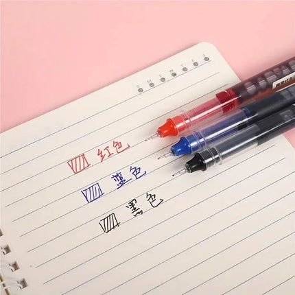 10Pcs Straight Liquid Writing Gel Pens Quick-drying Large-capacity Black Blue Ink For Writing School Office Stationery Supplies