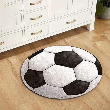 Basketball Patterned Flannel Circular Printed Carpet Suitable for Living Room Bedroom Kitchen E-sports Room Absorbent and Carpet