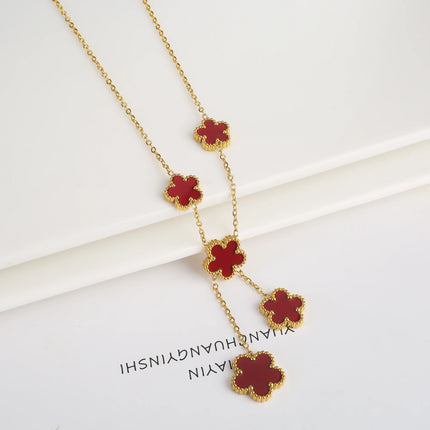 Hot Sale Stainless Steel Laser Five Leaf Flower Petal Adjustable Clover Bracelet Classic for Woman Girl Brand Jewelry Party Gift