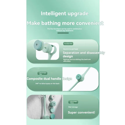 【BEST WISHES】Waterproof Electric Body For Cleansing Brush Rechargeable With 3 Brush Heads, For Skin For Cleansing And Massaging