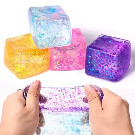 5CM Ice Cube Shaped Fidget Toy Square Stress Relief Ball Squishy Squeeze Anxiety Maltose Stress Relief Sensory Adults Toys