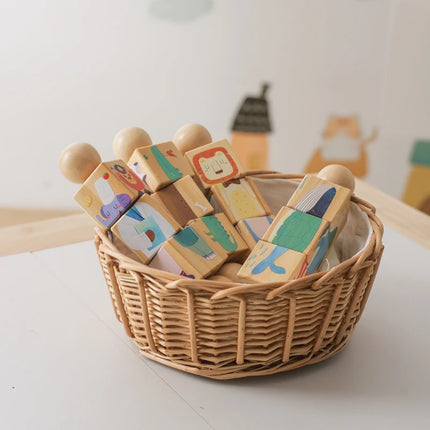 Baby Wooden Rattle Montessori Toy Hand-on Develop Ability Toy Newborn Soothing Toy 0 12 Months Rotating Puzzle Educational Toy