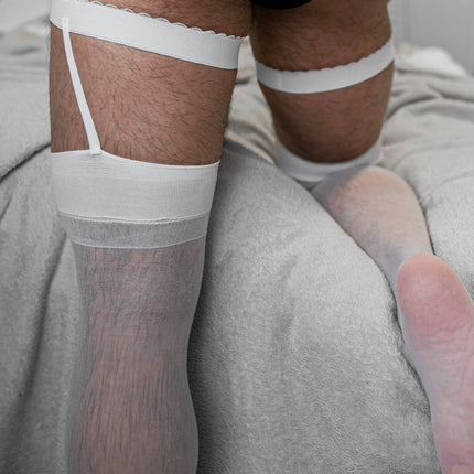Slim Men's Tube Stockings Transparent Hosiery Male Lingerie Fetish Club Wear sissy Clothes gay man stockings sexy hombre medias