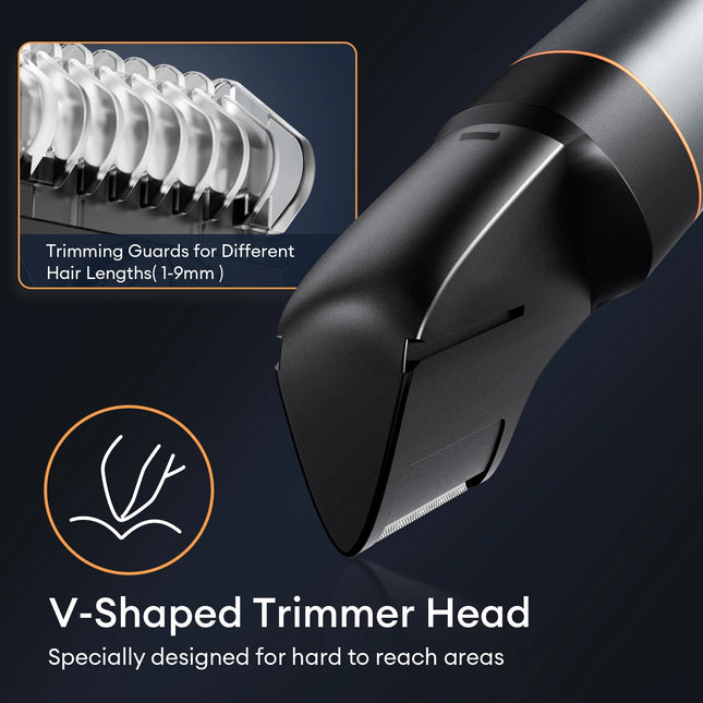 Kensen 3-in-1 Body Hair Trimmer Kit for Men Pubic Hair Shaver Nose Beard Trimmer IPX6 Waterproof Electric Shaver Hair Clippers