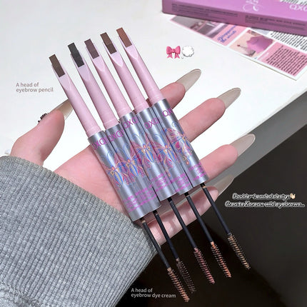 QXQY Dual-Head Eyebrow Pencil And Dye 2-in-1 Natural Color Waterproof Sweat-Resistant Long-Lasting Non-Smudging Eyebrow Makeup