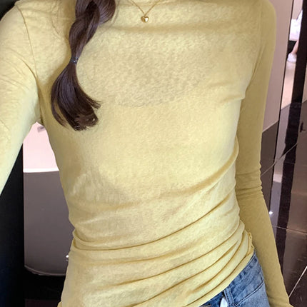 2026 Spring Autumn T shirt Women Tops Solid Slim Fit Long Sleeve O Neck Tshirts Female Casual Streetwear High Quality Base Tees