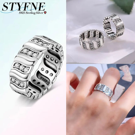 Original Romantic Heart-shaped White Zircon Shell Bowknot Rings 925 Sterling Silver  Women Jewelry Valentine's Day Birthday Gift