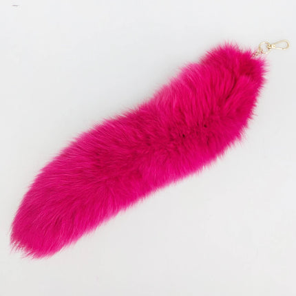 natural fox fur tail keychain furry 2024 chic y2k  beautiful accessory length 40 cm Car Keychains For Women