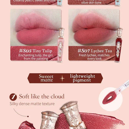 Flower Knows Strawberry Rococo Series Cloud Lip Cream Lip Gloss Long Lasting Velvet Lip Tint Lipstick for Women Cosmetic