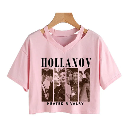 Hot Heated Rivalry Print Cropped T Shirt Women Sexy Graphic CropTops Gothic Vintage T-Shirt Fashion Y2k Streetwear Clothing