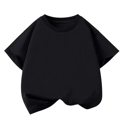Girls Boys Short Sleeve T Shirts Kids Pure Cotton Summer Oversized Tops Children Teens Solid Casual Crewneck Basic Tees 3-14Y