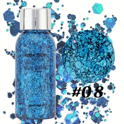 Glitter Sequins Gel Eyeshadow Cream Face Crystal Sequins Gel Shimmer High Gloss Eye Shadow Nail Hair Glitter Gel Stage Makeup