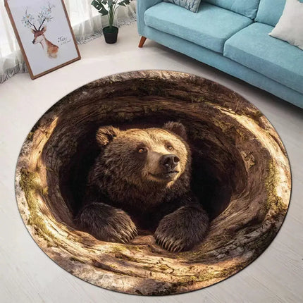 3D Vision Three-dimensional Round Home Floor Mat Trap Rug Washable Bedroom Decor Soft Carpet Anti-slip Carpets for Living Room