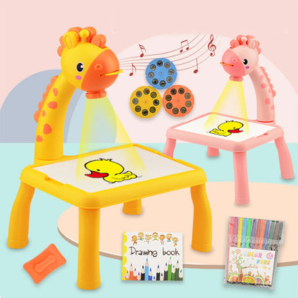 Painting Board Toys for Kids, LED Projector Drawing Art Painting Desk Educarional Learning Drawing for Boys and Girls Gifts