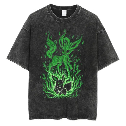 Pokemon Gengar T Shirt Men 2026 Summer Vintage Acid Wash Oversized Tee Japanese Anime Streetwear Hip Hop Harajuku Y2k