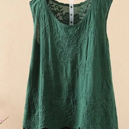 Ele Embroidered Loose Women's Tank Top Trendy Design Summer New Sle Cotton Comfortable Fit Overhead Casual Wear