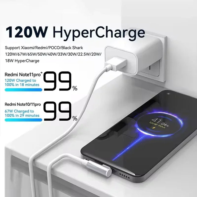 120W Fast Charger For Xiaomi 14 13 12 11 Pro Ultra Lite USB A To Type C Quick Charging Phone Cable For Redmi Note 12 Accessories
