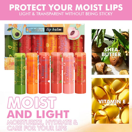 6pcs Fruit colored lipstick, nourishing lips, caring for lips, natural moisturizing lipstick, neutral adult lip care