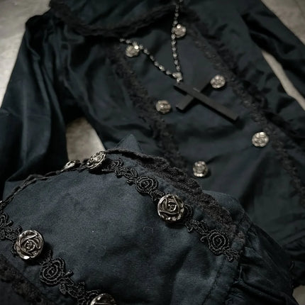 Gothic Girls Dressing Up Slim Fit Dark Series Jackets 2025 Winter French Style Fashionable Popular Cardigan for Women's