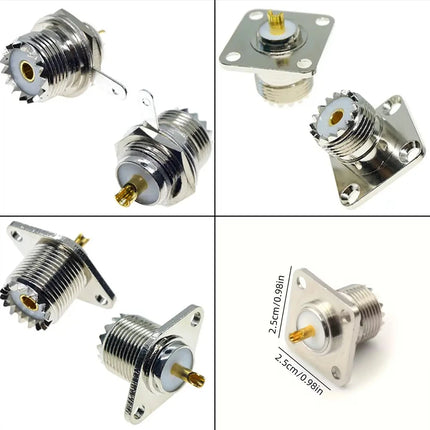 1PC UHF Female SO239 UHF Male PL259 Flange Mount RF Connector Adapter Test Converter Panel Chassis Mount Handle RF Coax Cable