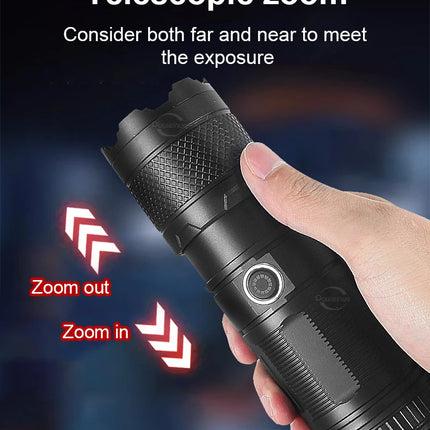 High Power Led flashlight Strong Light Rechargeable Torch Portable Handheld Flashlight Long Range 5km COB Light Camping Hiking