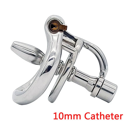Adult Male Chastity Cage Lock with Removable Urethral Catheter Penis Cage Cock Ring Slave Restraint Sex Toy for Men