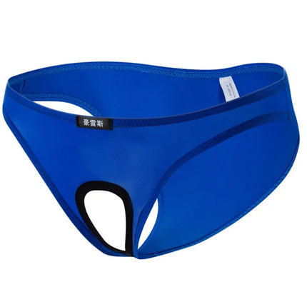 Sexy Open Crotch Panties Men Crotchless Underwear Ice Silk Plus Size Hole Briefs Erotic Male Lingerie Night Wear