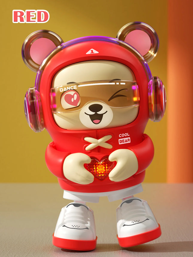 Dancing Bear Baby Dragon Toys, Lighting and Dancing Robot Mode Cute Shape 2 Gear Switches for 3+ Childs Not Include Battery