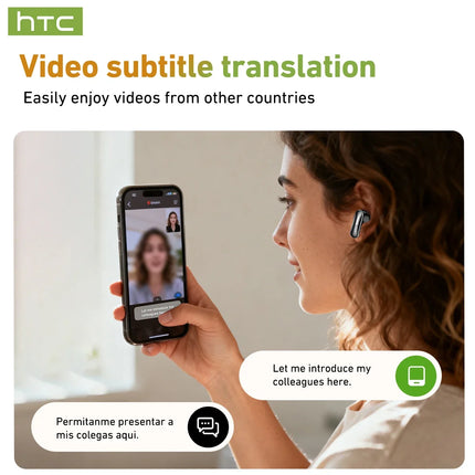 HTC NE48 Slider Headphones Wireless with a Colorful HD Display Touch Control In-Ear Bluetooth Earphones AI Translation Earbuds