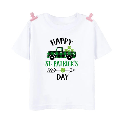 Rainbow Lucky Print Kids Shirts St. Patrick's Day Party Boys Girls Outfit T-shirt Holiday Child Short Sleeve Tops Toddler T Shirt
