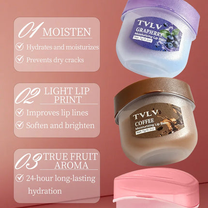 8 Fruit Lip Balm Set with Spoon Lip Care Autumn and Winter Moisturizing Lip Mask Set