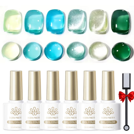 BORN PRETTY Cat Magnetic Moonlight Gel Nail Polish Set 10ml Sparking White Silver Water-light Soak Off UV Gel Nail Art Manicure