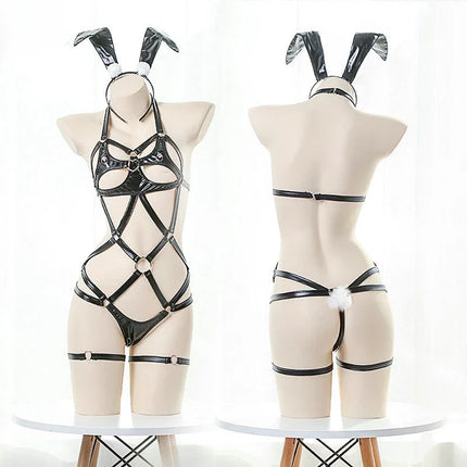 Dresses Sexey SM Three-point Bunny Girl Uniform Temptation Xxx Cosplay Night Watch Song Leather Sexy Lingerie Erotic Costume 18