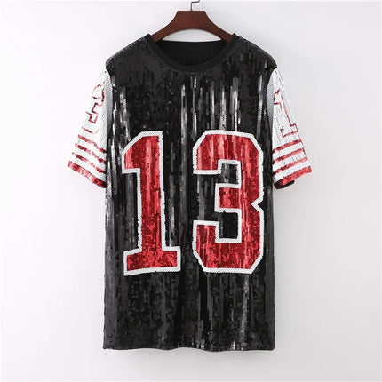 2025 New Cowboy Baseball Football Game Female Tops Sequin Women Jersey Dress