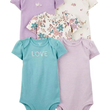 5pcs/set Cotton Soft Comfortable Baby Bodysuits Short Sleeve One-Pieces for Newborn Infant Summer Bebe Clothes Baby Shower Gifts