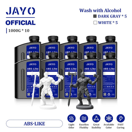 JAYO Standard/ABS-Like/PA-Like/High Temp/Though Resin 10KG 395-405nm UV Curing  Photopolymer Rapid Resin for LCD/DLP 3D Printer
