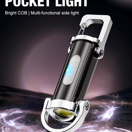 Rechargeable Pocket COB Working Light Portable Keychain Handheld Flashlights Outdoor Hook Emergency for Camping Walking Hiking