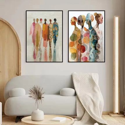 Abstract Fashion African Elegant Woman Silhouette Afrocentric Poster Canvas Painting Wall Art Pictures Home Decor Gift