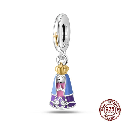 Original New 925 Sterling Silver Prayer Virgin Mary Charms Beads Fit Necklace Bracelet Accessory DIY Jewelry For Women Gift