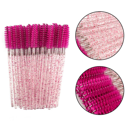 Lanjinglin 50/100Pcs Makeup Eyelash Brushes Crystal Eyebrow brush Diamond Handle Mascara Wand Applicator Lashes Extension Tools