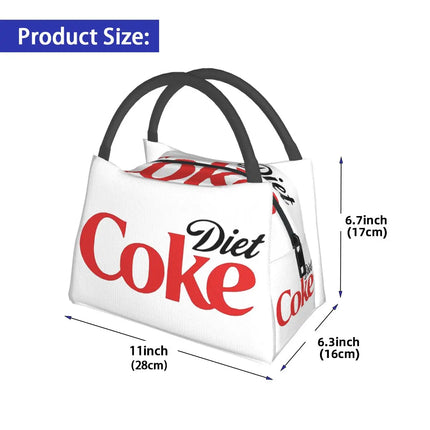 Coke Funny Lover Diet Insulated Lunch Bag for School Bento Storage Food Boxes Portable Container Cooler Thermal Lunch Box Tote